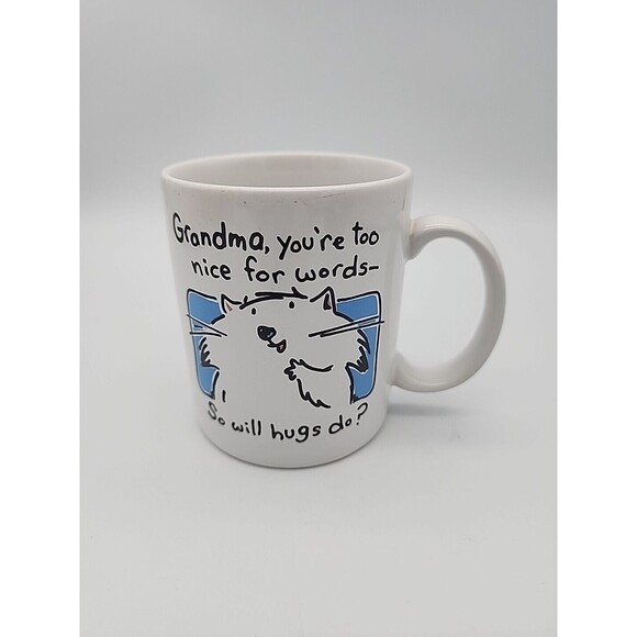 Coffee Mug Cup Cat Grandma You're too Nice for Words - So Will Hugs Do? Hallmark - Picture 1 of 4